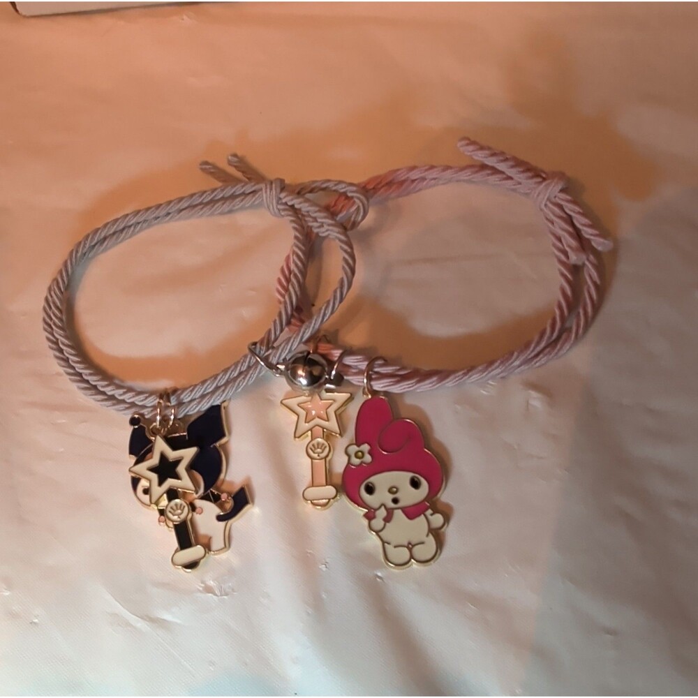 Kuromi My Melody Magnetic Friendship Bracelet Set Enamel Kawaii Y2K OS - Picture 2 of 16